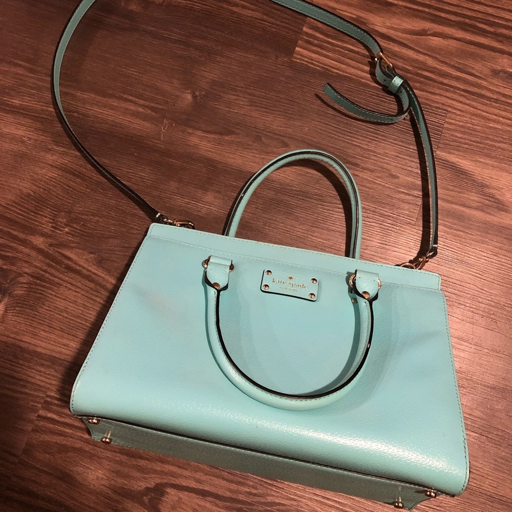 Kate Spade teal crossbody tote bag purse.